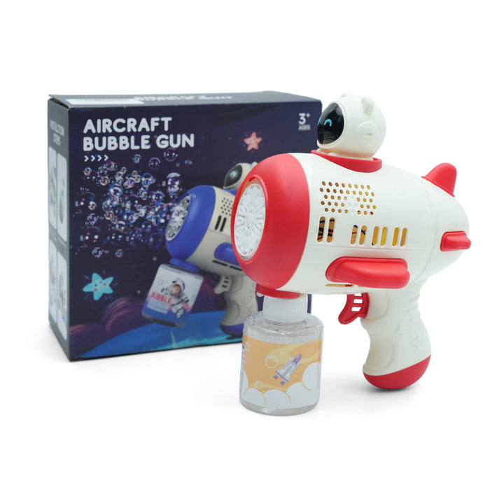 Aircraft Bubble Gun Toy with LED Light & Electric Blower – Space-Themed Bubble Blaster for Kids, Includes Bubble Solution – Easy-to-Hold Design, Rich Blustering Action – Fun Outdoor & Indoor Play – Reassuring Material – Ages 3+