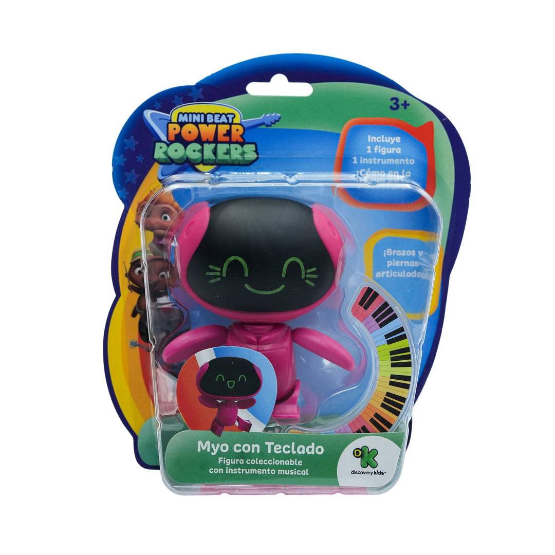 Toy Plus Mini Beat Power Rockers “Myo with Keyboard” – Collectible Robot Baby Keyboardist Figure & Instrument – Discovery Kids Official Toy for Ages 3+ – Posable Arms, Bright LED-Look Face & Colorful Keytar-Style Piano