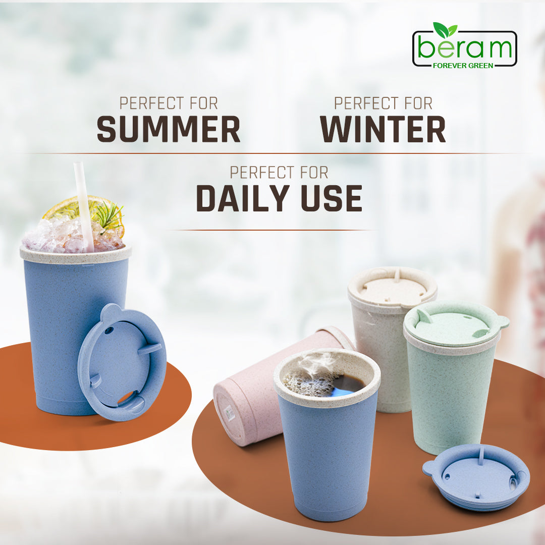 Wheat Straw 300 ml Cup With Lid