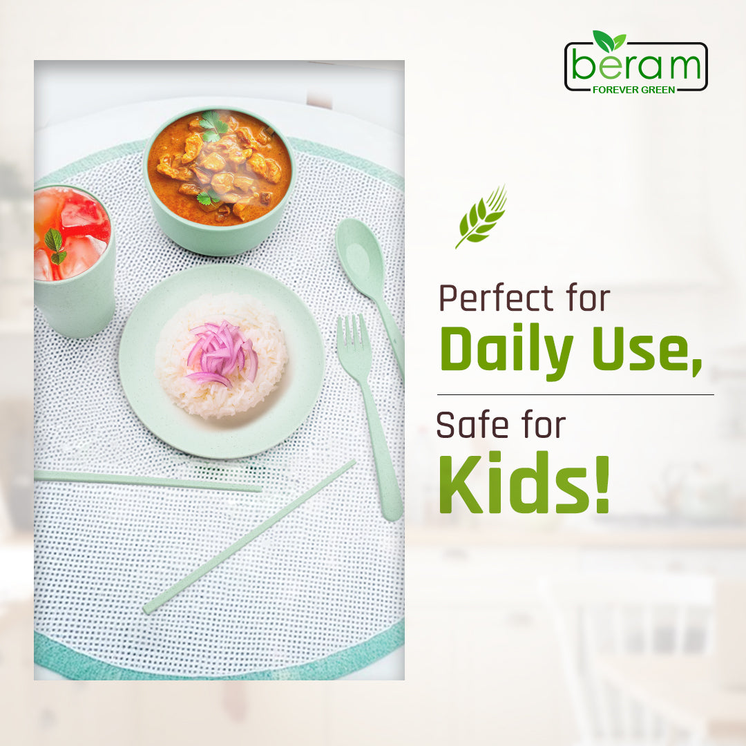 6 Piece Wheat Straw Kids Dinner Set