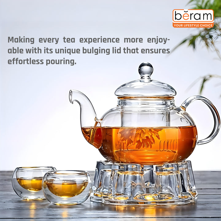 Glass Teapot with Bulge Lid