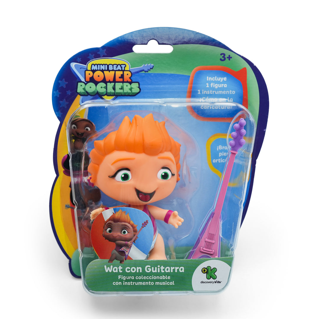 Toy Plus Mini Beat Power Rockers Wat con Guitarra – Articulated Action Figure with Musical Instrument – Discovery Kids Collectible Toy for Children Ages 3+ – Includes Wat Character & Guitar Accessory – Based on Popular Animated Series