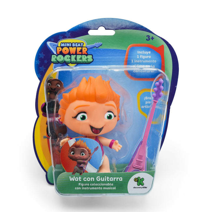 Toy Plus Mini Beat Power Rockers Wat con Guitarra – Articulated Action Figure with Musical Instrument – Discovery Kids Collectible Toy for Children Ages 3+ – Includes Wat Character & Guitar Accessory – Based on Popular Animated Series