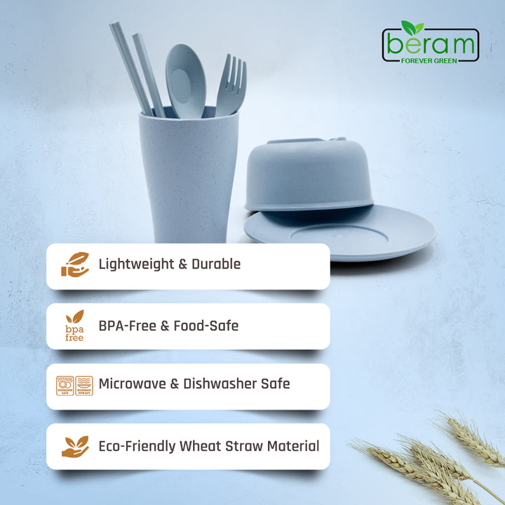 6 Piece Wheat Straw Kids Dinner Set