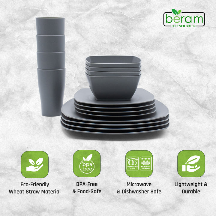 Wheat Straw 16 pc Square Set