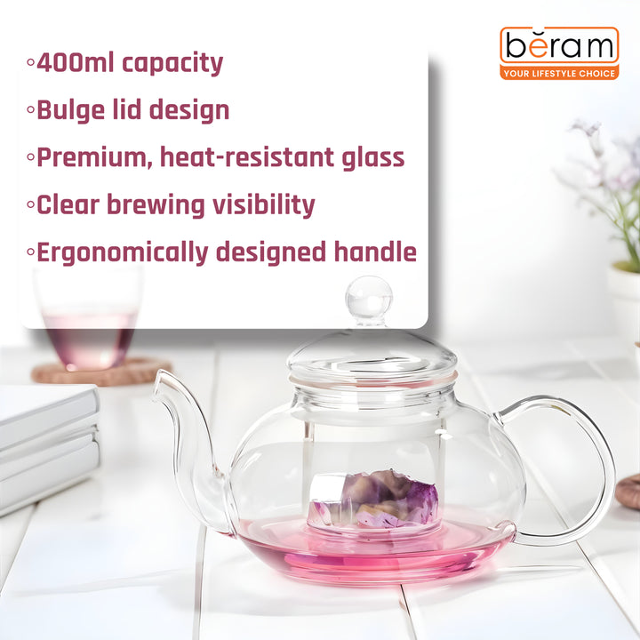 Glass Teapot with Bulge Lid