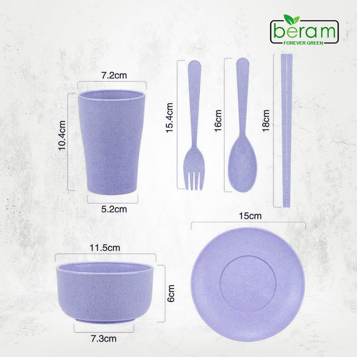 6 Piece Wheat Straw Kids Dinner Set