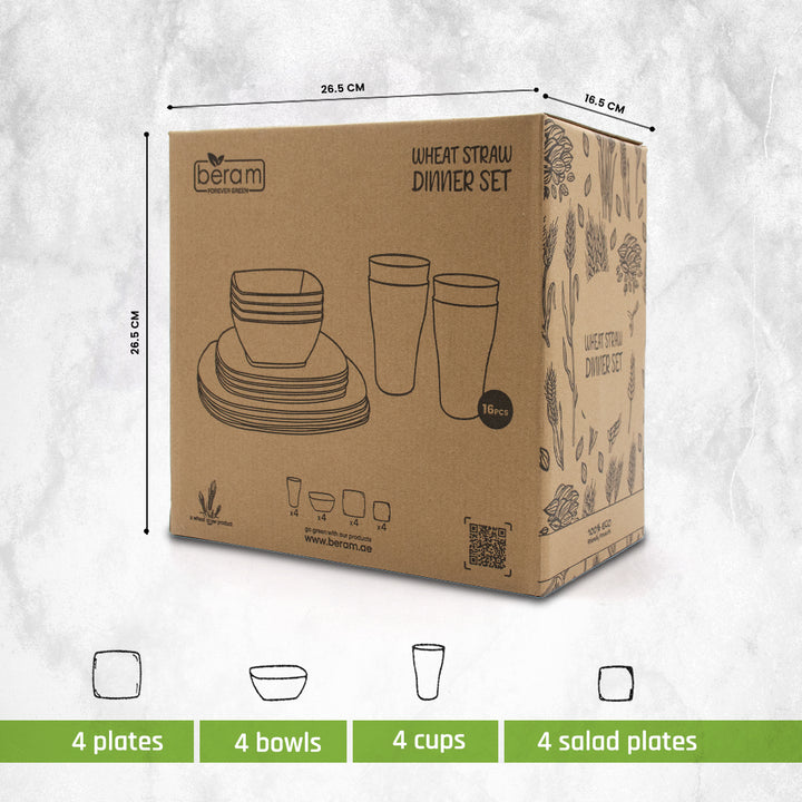 Wheat Straw 16 pc Square Set