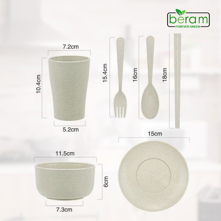 6 Piece Wheat Straw Kids Dinner Set