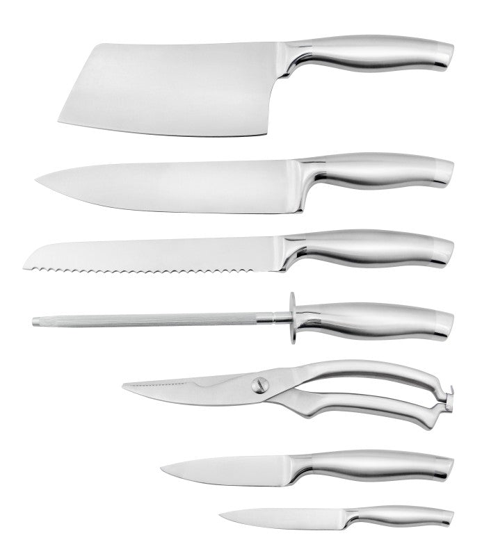 8 Pieces Steel Knife Set Wooden Block