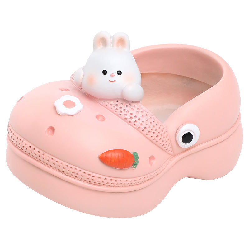 Beram Crocs Shape Animal Flower Pot Set Pink Bunny and Green Panda Polyresin Cute Succulent Planters with Drainage Hole Indoor Outdoor Decorative Flower Pots Home Office Desk Decor Pen Pencil Holder Gift