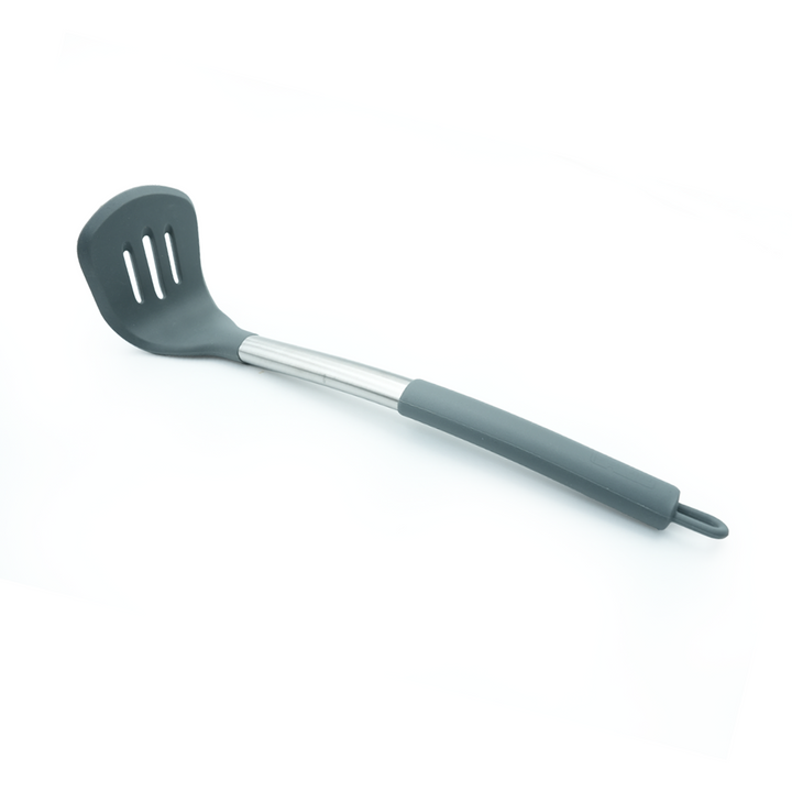 Beram 16-Piece Silicone Kitchen Set with Stainless Steel Handles Heat Resistant Non-Stick Safe BPA-Free Cooking Tools Spatulas Turner Spoon Tongs Whisk Ladle & More–Grey (16Pcs Set)