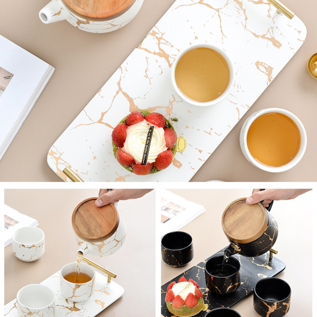 Black and Gold Ceramic Tea Set