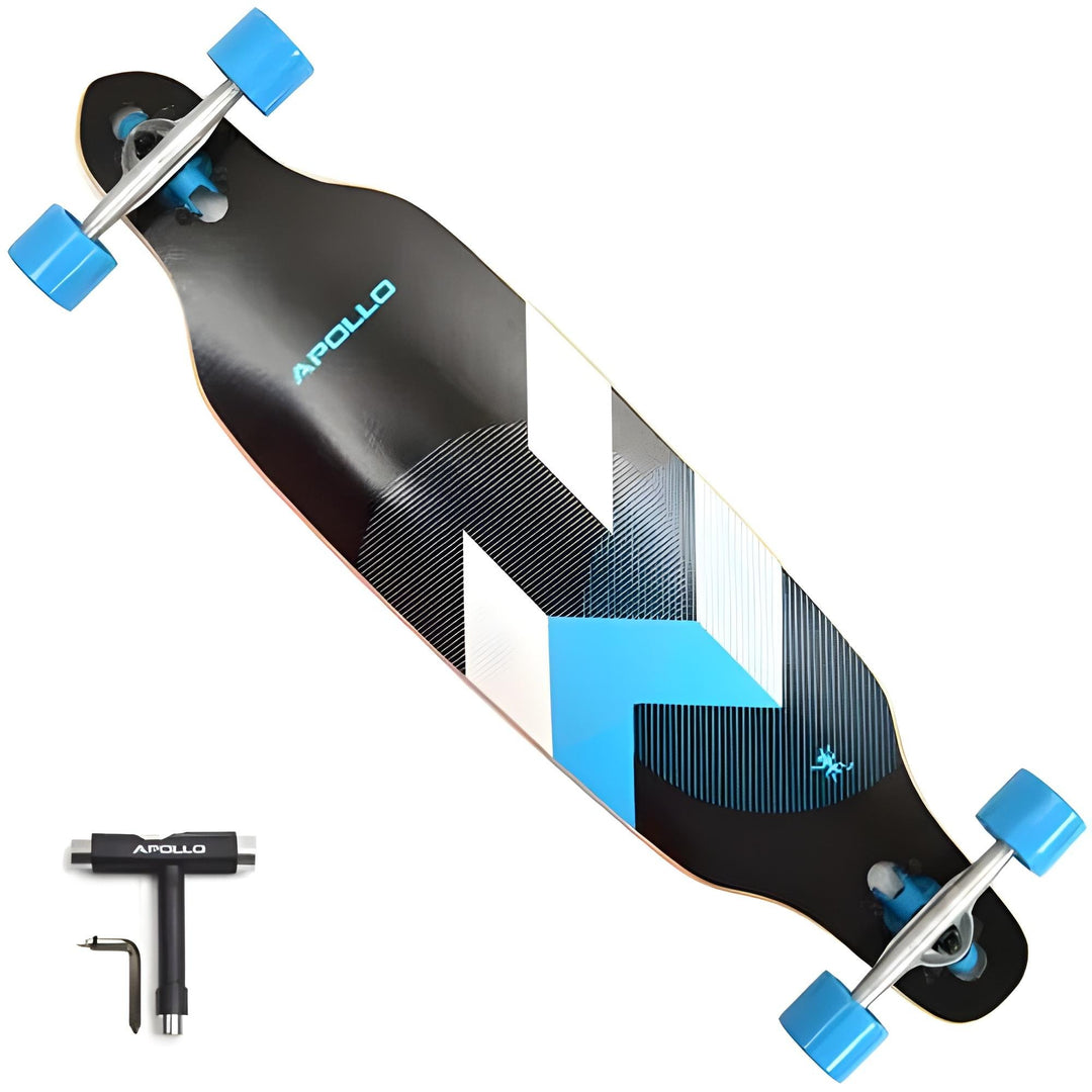 Apollo Drop-Through Longboard Skateboard – 39" Freeride Cruiser with ABEC-9 Bearings, 7-Layer Maple Deck & T-Tool – Ideal for Beginners, Teens & Adults – Smooth Ride & Sharp Turns for Urban Skating and Downhill Carving