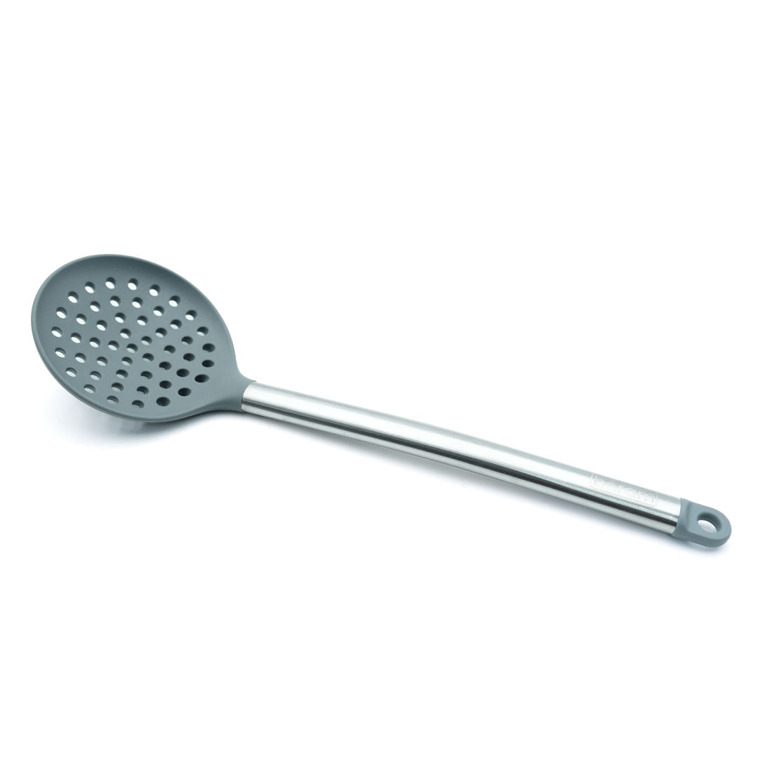 Beram 8Pcs Silicone &Stainless Steel Kitchen Utensil Heat Resistant 3Spatulas,1Tong,1Soup Ladle,1Pasta Server,1Turner,1Whisk Non-Stick BPA-Free,Dishwasher Safe (GREY) (Set of 8)