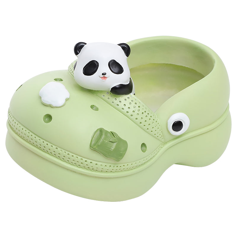 Beram Crocs Shape Animal Flower Pot Set Pink Bunny and Green Panda Polyresin Cute Succulent Planters with Drainage Hole Indoor Outdoor Decorative Flower Pots Home Office Desk Decor Pen Pencil Holder Gift