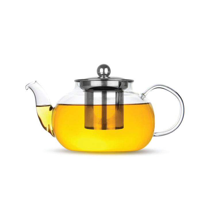 Flat Lid Glass Tea Pot with Infuser
