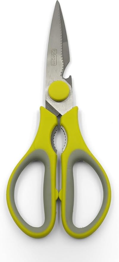 Beram 8 Inch Multipurpose Kitchen Shears Heavy Duty 2CR13SS Stainless Steel Blades with Nutcracker and Can Opener Sharp Non-Slip Green Handle Multi-Use Food Shears for Home Restaurant Outdoor Cooking