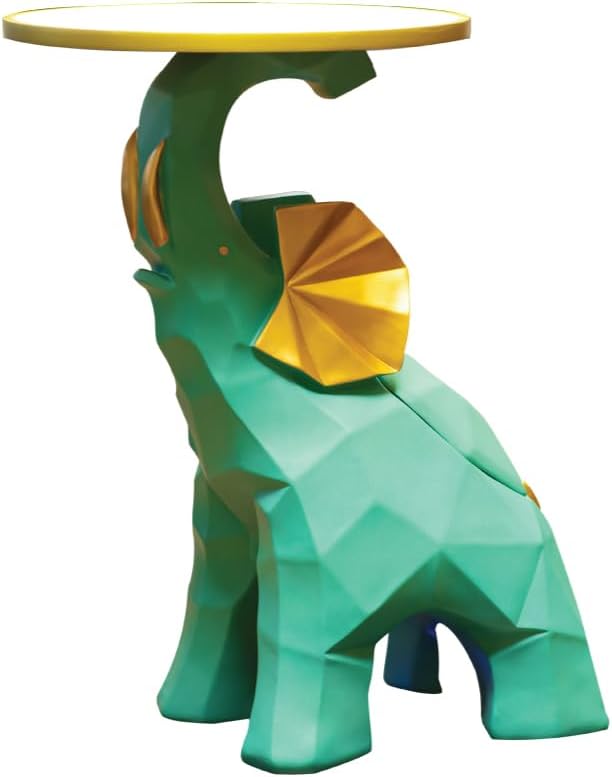 BERAM Dancing Elephant Table – Mini Coffee Side Table with Sculpture Base, Modern Abstract Elephant Figurine Art, Home Decor for Living Room, Office, or Entryway Accent Furniture