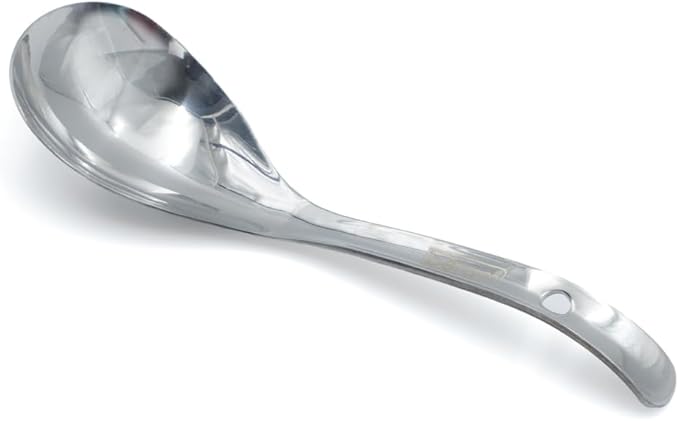 BERAM Stainless Steel Rice Scoop, Traditional Korean Cooking Utensil, Kitchen Tool, 100% Food Grade, Non-Stick, Compact, Lightweight, Elegant Design, Silver