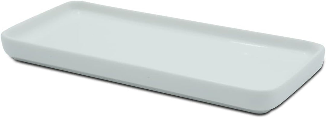 Beram Space-Saving Bathroom Storage Rack Featuring White Ceramic Rectangular Tray – Durable Freestanding Organizer for Bath Essentials No Installation Required (30 × 12.5 × 2 cm)
