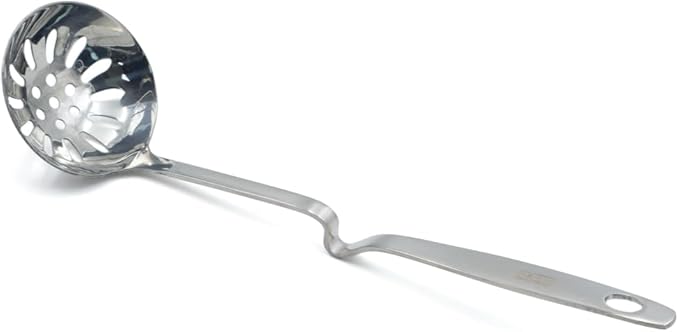 BERAM Skimmer Strainer Stainless Steel Wall Hanging Handle Design Skimmer Soup Ladle Elegant Design Cooking Utensils Kitchen Tool for Frying Straining and Draining