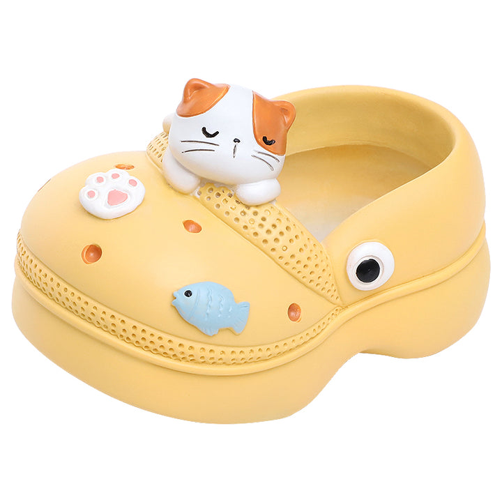 Beram Crocs Shape Animal Flower Pot Set Pink Bunny and Green Panda Polyresin Cute Succulent Planters with Drainage Hole Indoor Outdoor Decorative Flower Pots Home Office Desk Decor Pen Pencil Holder Gift