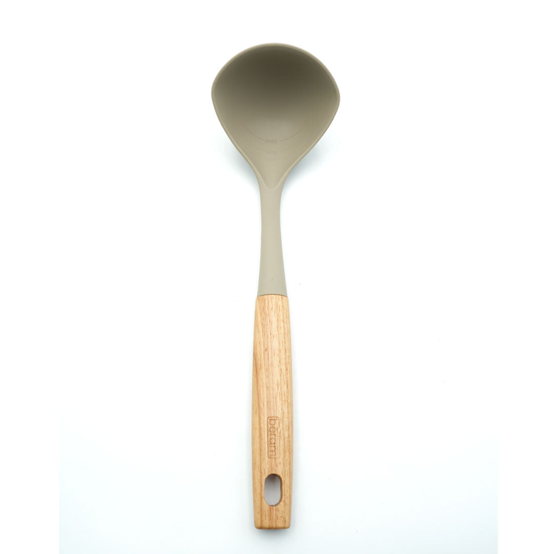 Beram 4-Piece Silicone Kitchen Utensil Set with Natural Wooden Handles Heat Resistant, BPA Free, Non Stick Safe Cooking Tools Beige Colour