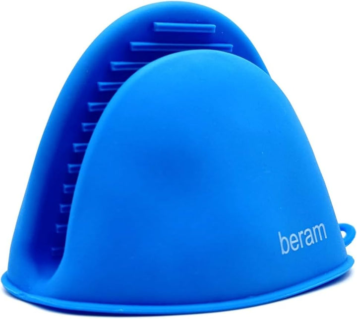 BERAM Silicone Mini Oven Mitts, Set of 2, Kitchen Pot Holders, Heat Resistant, Small Kitchen Mitts, Air Fryer Mitts Mini, Pot Pinch Grip for Cooking and Baking (Blue)