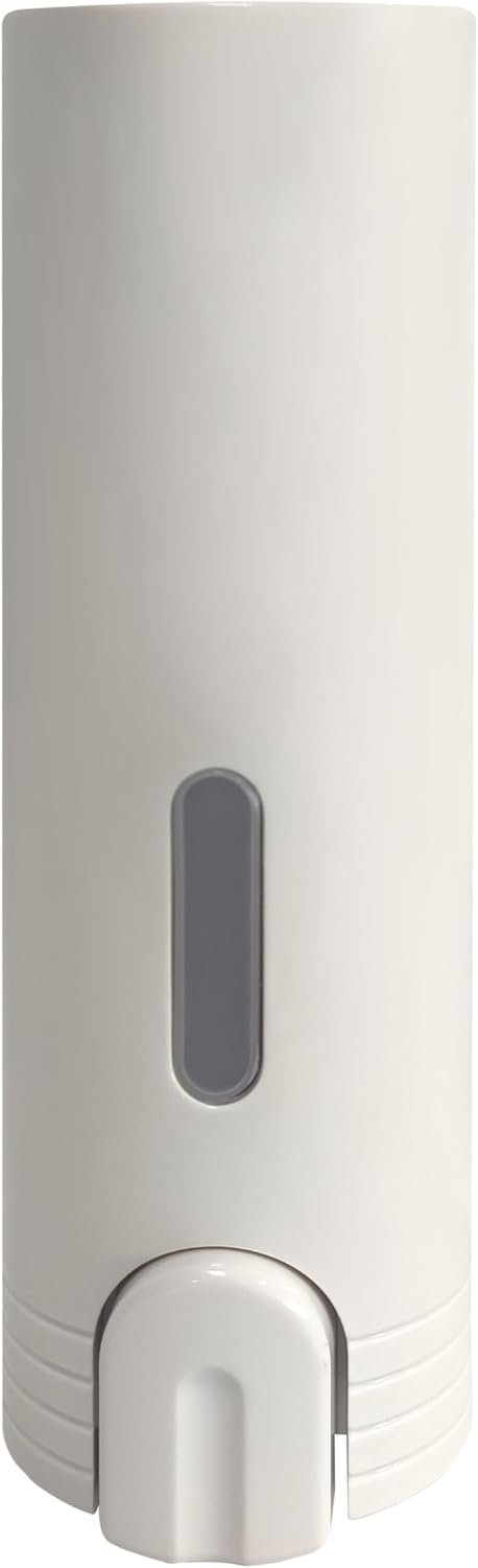 Wall Mounted White Liquid Soap & Shampoo Dispenser 500ml Refillable Bottle with Push Button for Bathroom Kitchen Hotel & Office Use