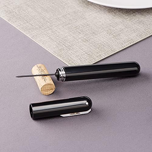 BERAM Manual Wine Opener Pen Design Air Pump Bottle Opener Stainless Steel Needle Microneedle Cork Piercer Corkscrew Portable Wine Accessories Travel-Friendly Multi-Opener