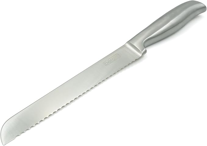 BERAM 8 Inch Bread Knife, Stainless Steel Serrated Blade with Hollow Stainless Steel Handle, Precision Serration for Effortless Slicing, Durable and Stylish Kitchen Knife for Bread and Baked Goods