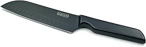 BERAM 7 Inch Santoku Knife, Black Oxide Coated High Carbon Stainless Steel Blade with SS430 Handle, Granton Edge for Smooth Chopping and Slicing, Modern and Durable Kitchen Essential