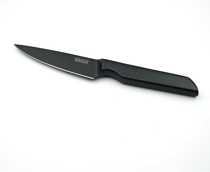 BERAM 3.5 Inch Paring Knife, Black Oxide Coated High Carbon Stainless Steel Blade with SS430 Handle, Precision Blade for Peeling, Trimming, and Garnishing, Sleek and Durable Kitchen Essential