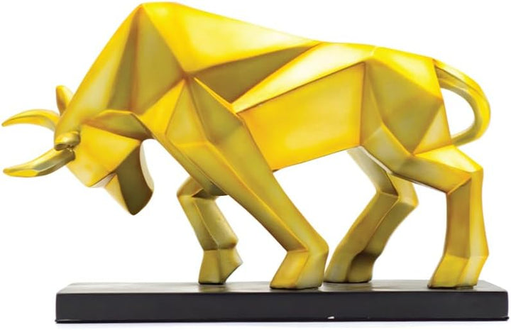 BERAM Golden Bull Ceramic Statue – Modern Abstract Art Sculpture for Home Decor, Premium Shelf Ornament for Office, Living Room, Dining Room, and Gift Giving