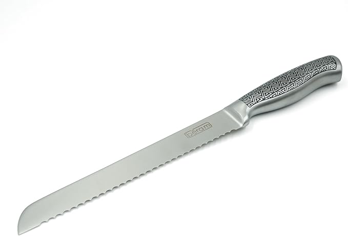 BERAM 8 Inch Bread Knife, Serrated High Carbon Stainless Steel Blade with Stylish Hollow Stainless Steel Handle, Precision Slicer for Crusty Bread and Baked Goods, Sleek and Durable Kitchen Knife