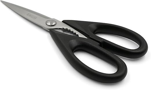 BERAM 9 Inch Kitchen Scissors with Nutcracker Full Black 2CR13 Stainless Steel Blades Ergonomic Heavy Duty Multipurpose Shears for Cooking Food Preparation and Household Use
