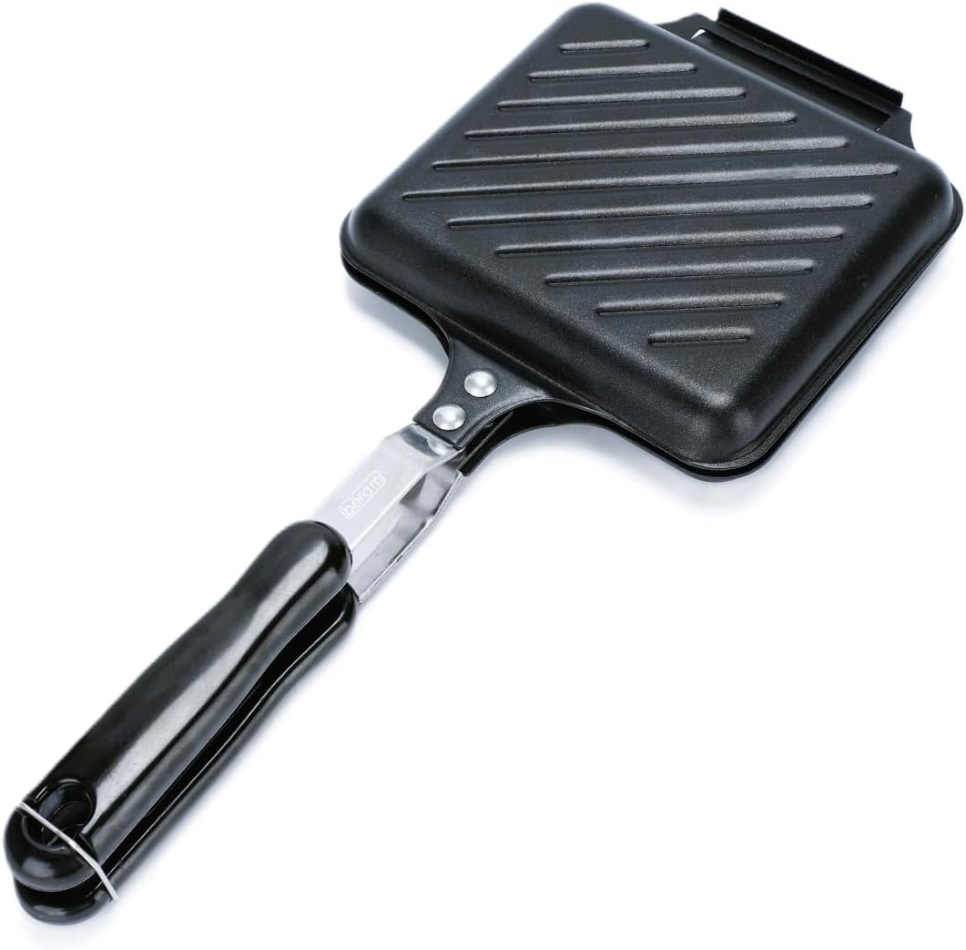 BERAM Sandwich Maker, Waffle Maker, Multifunctional, Double Sided Hand Toaster, Panini Press with Handles, Breakfast Cooker, Detachable Gas Grill and Cooker, Black
