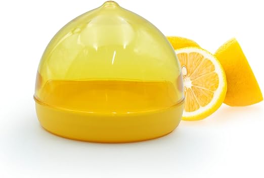 Lemon Container BPA-Free Plastic Food Keeper with Airtight Lid 10 x 8.2 x 10 cm Reusable Kitchen Storage Box for Cut Lemons Fruits & Leftovers Compact & Dishwasher Safe