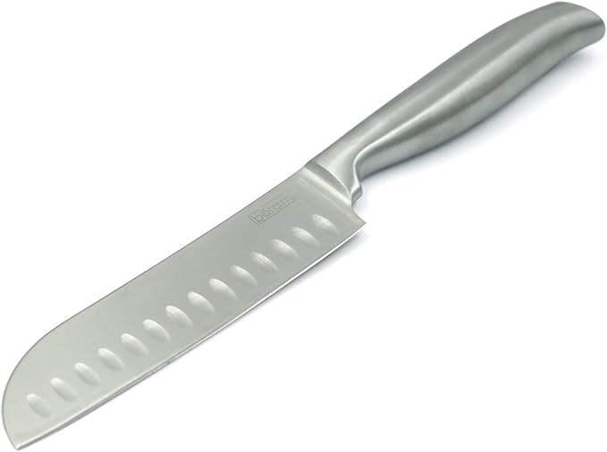 BERAM 5 Inch Santoku Knife, High Carbon Stainless Steel Blade with Hollow Stainless Steel Handle, Compact Precision Knife for Chopping, Slicing, and Mincing, Sleek and Durable Kitchen Essential
