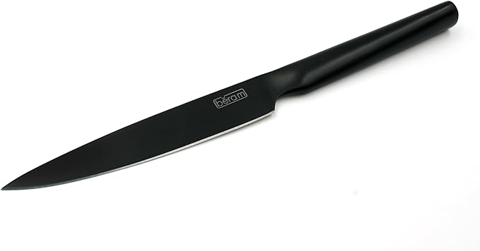 BERAM 5 Inch Utility Knife, Maifan Stone Coated High Carbon Stainless Steel Blade with SS430 Handle, Non-Stick and Scratch-Resistant Blade for Precise Slicing and Trimming, Sleek Everyday Kitchen Tool