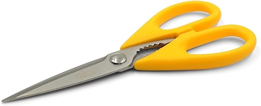 BERAM 9 Inch Kitchen Scissors with Nutcracker Heavy Duty Sharp 2CR13 Stainless Steel Blades Multipurpose Yellow Ergonomic Handle Perfect for Home Food Preparation
