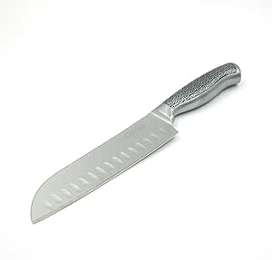 BERAM 7 Inch Santoku Knife, High Carbon Stainless Steel Blade with Sleek Hollow Stainless Steel Handle, Precision Granton Edge for Chopping, Slicing, and Mincing, Stylish and Durable Kitchen Essential