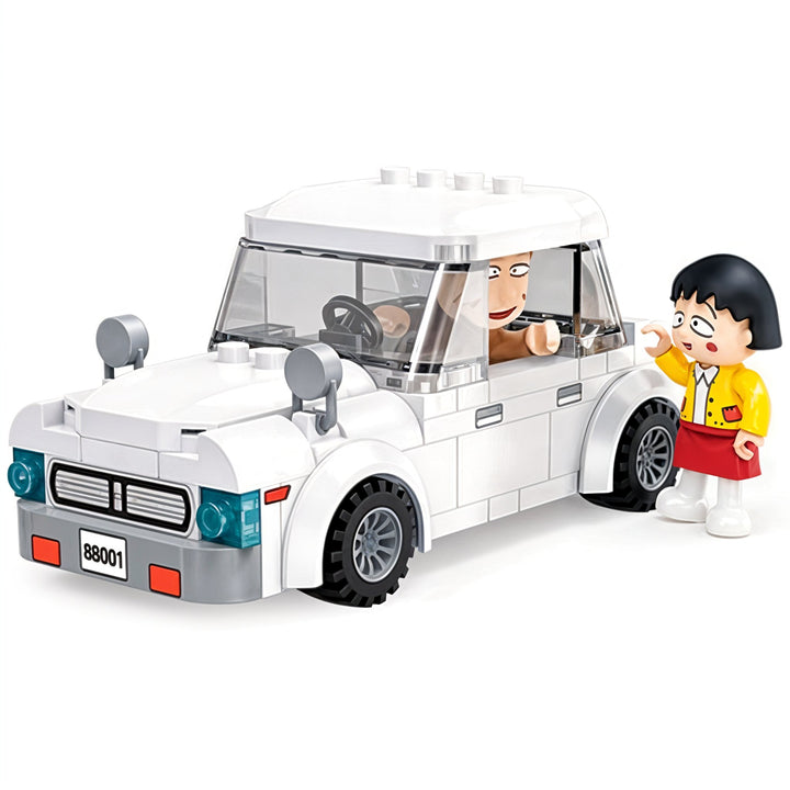 BanBao Dad’s Car Building Set – Chibi Maruko Chan Series Construction Toy for Kids Ages 4–10 | Includes White Family Car & 2 Character Figures | Fun Role Play & Assembly Toy | Compatible with Major Brick Brands | Ideal for Fans & Young Builders