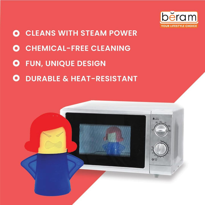 BERAM Angry Mama Microwave Cleaner for Kitchen, Oven Steaming Cleaner, Easy Steam Cleaning Solution for Stains, Effective with No Chemicals