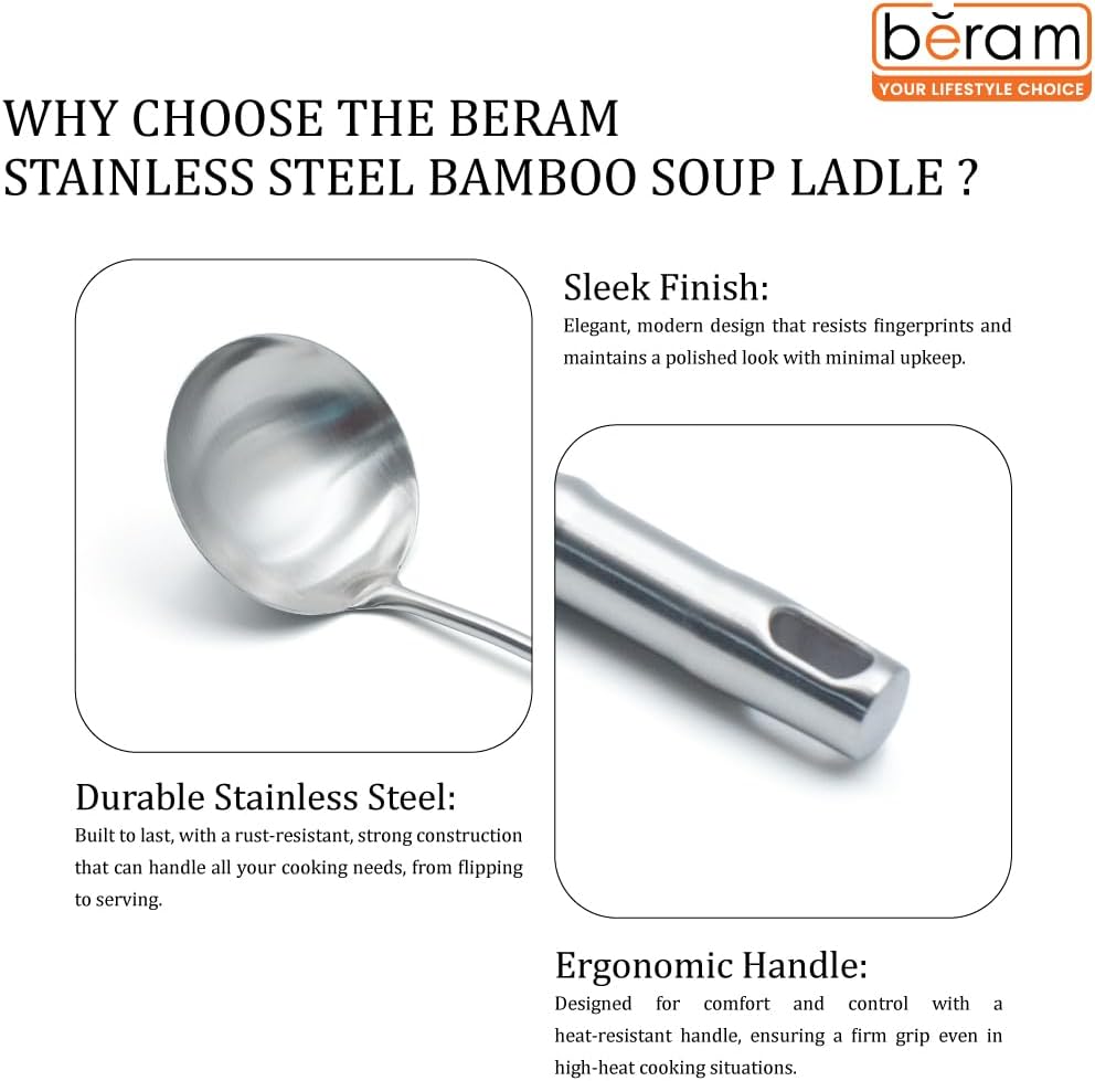 Stainless Steel Bamboo Soup Ladle