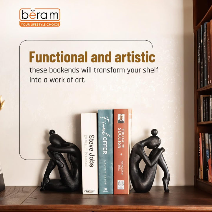 BERAM Sitting Ladies Set, Ceramic Statue Figurines, Art Sculpture, Modern Home Decor Collection, Gift Decorations, Abstract Indoor Shelf Ornaments, Office, Living Room, Book Shelf Pieces, Black