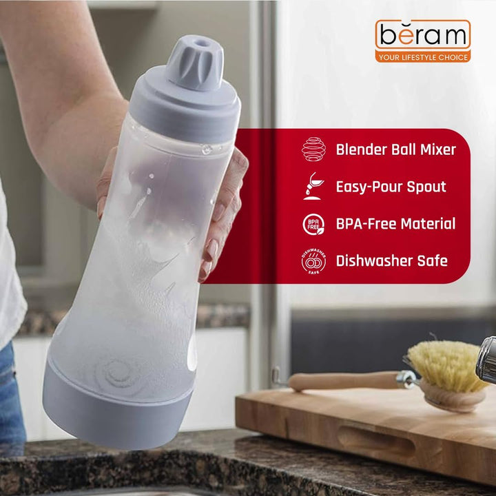 BERAM Pancake Mixer with Wire Whisk, 1 Litre, Hand Batter Dispenser, 2 in 1 Baking Tool, Bottle Shaker for Cupcakes, Crepes, Muffins, and More