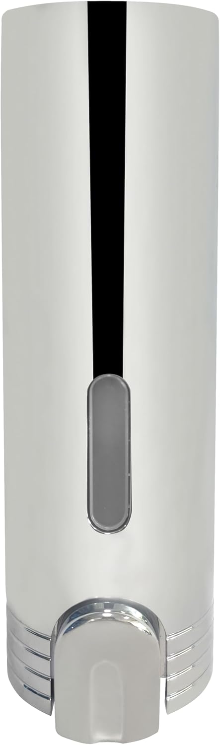 Wall Mounted Chrome Finished Soap Dispenser 400ml Refillable Glossy Silver Liquid Dispenser for Bathroom & Kitchen Sleek Push Button Design
