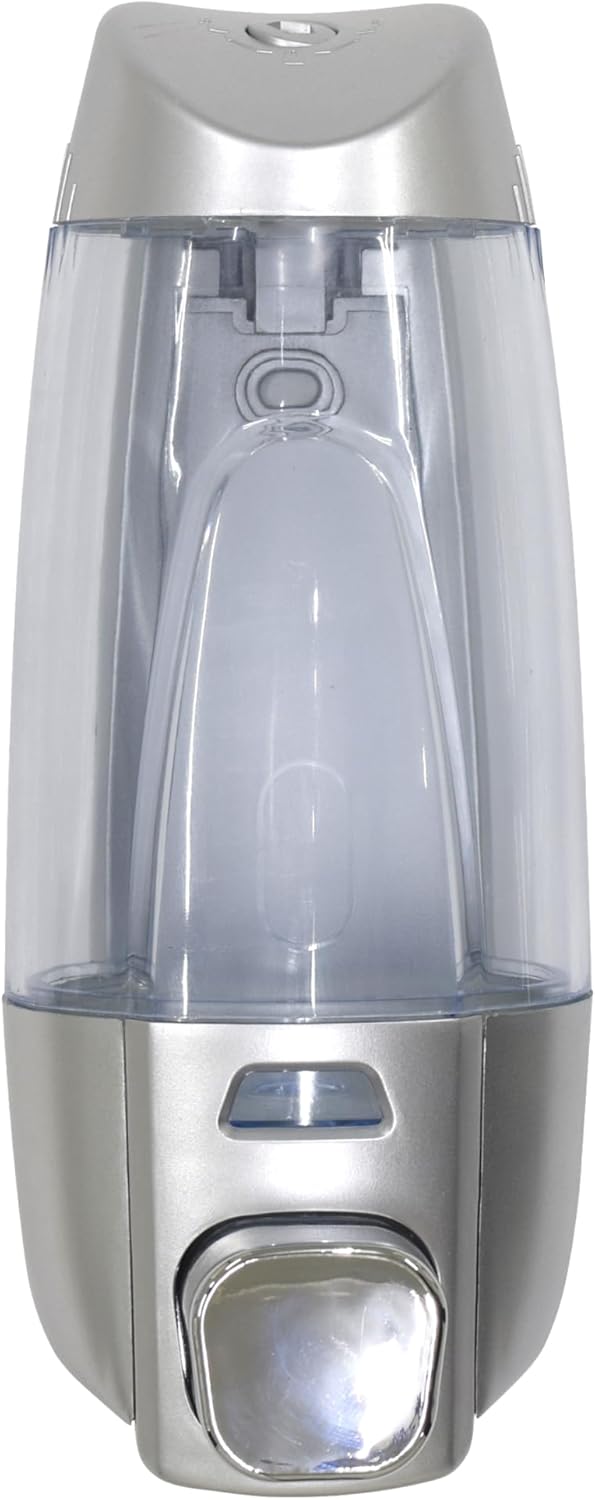 Wall Mounted Liquid Soap Dispenser 300ml Transparent & Silver Grey Manual Dispenser for Bathroom Kitchen or Office Refillable & Durable